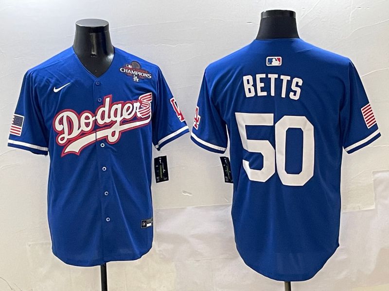 Men Los Angeles Dodgers 50 Betts Blue Second generation Joint Name Nike 2025 MLB Jersey style 5